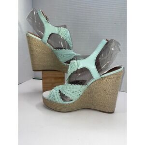 Lucky Brand Women's Size 9.5M Wedges Espadrille Lace Platform Heels Strap Shoes